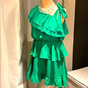 Ruffled and tiered single shoulder dress